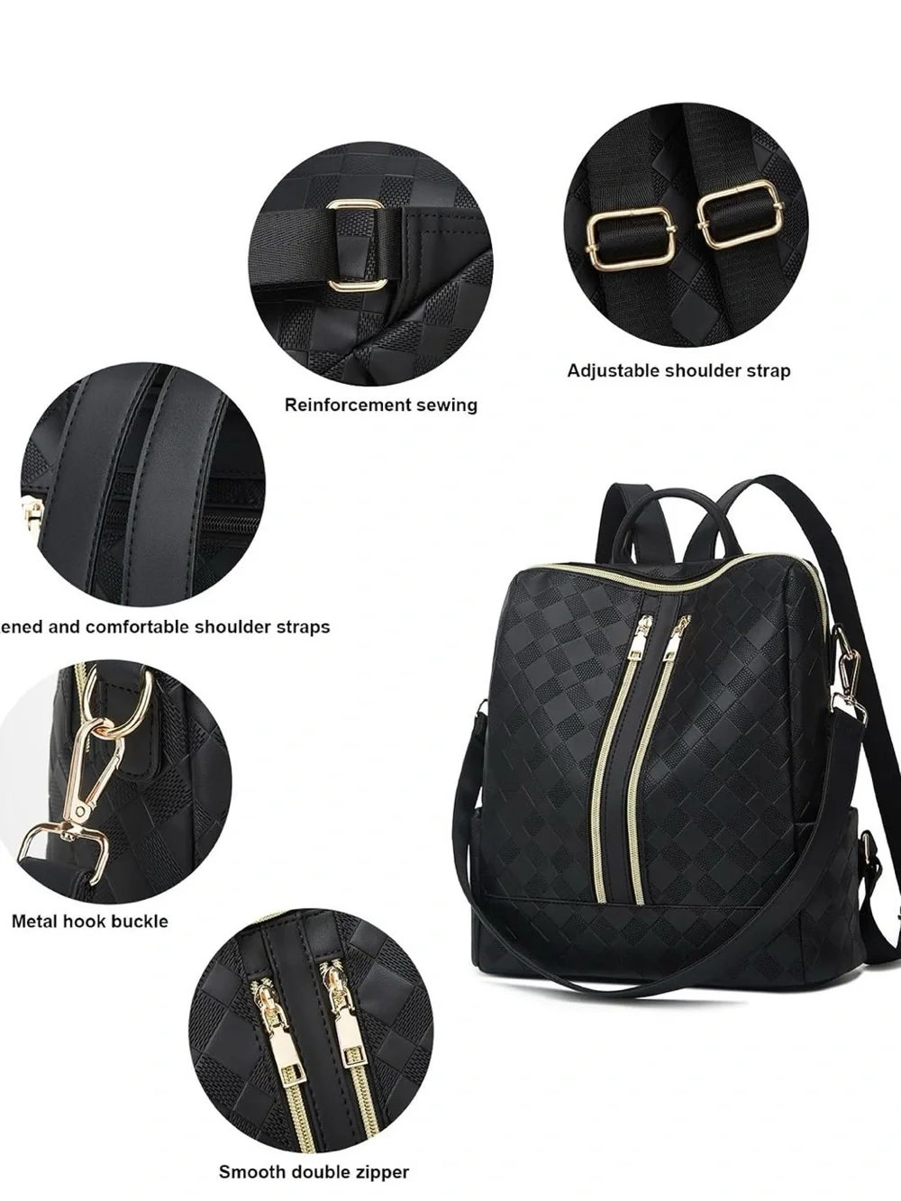 Makes Backpack Purse for Women PU Leather Travel Satchel Handbag
